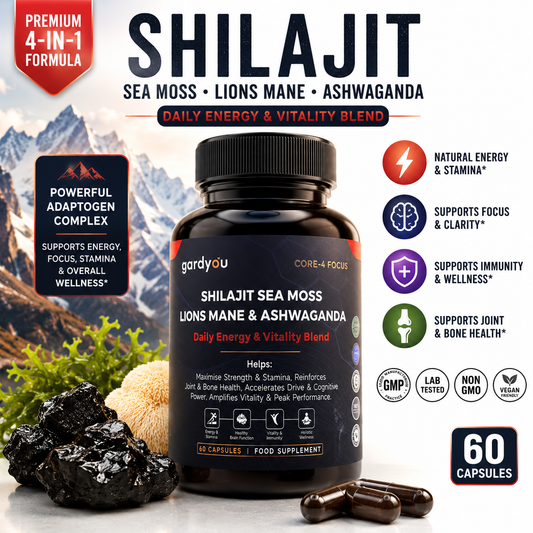 Shilajit, Sea moss, Lion's Mane & Ashwaganda | 60 Capsules | Food Supplement