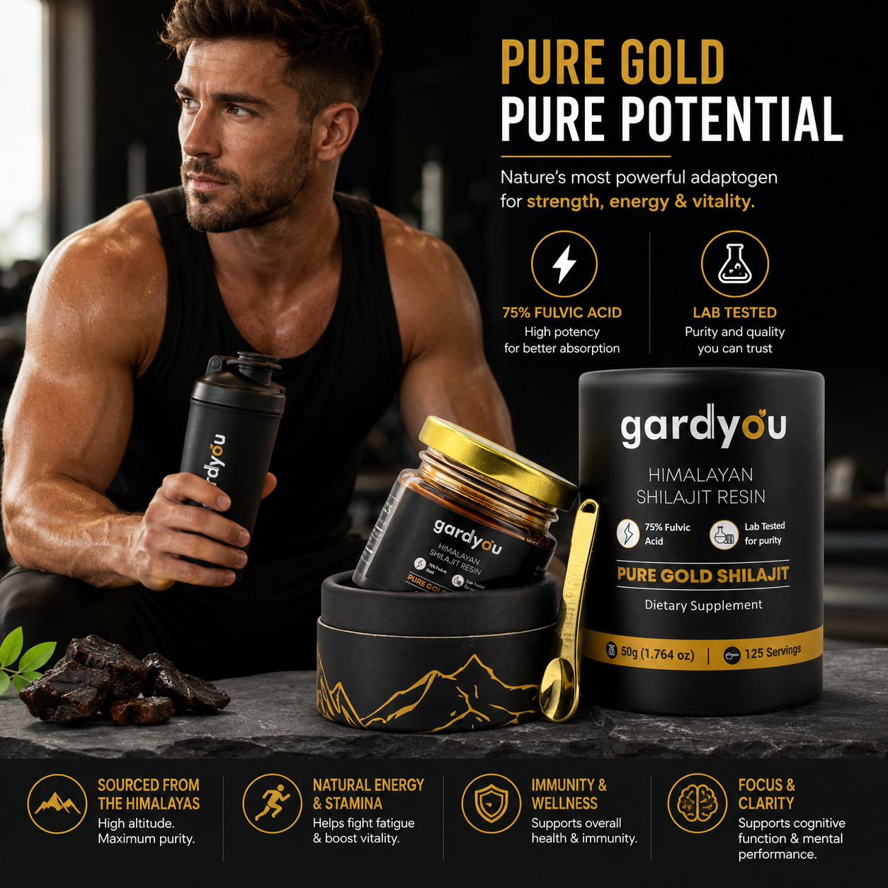 Pure Himaliyan Shilajit Resin by Gardyou High Strength Minerals - Essential, Healthcare