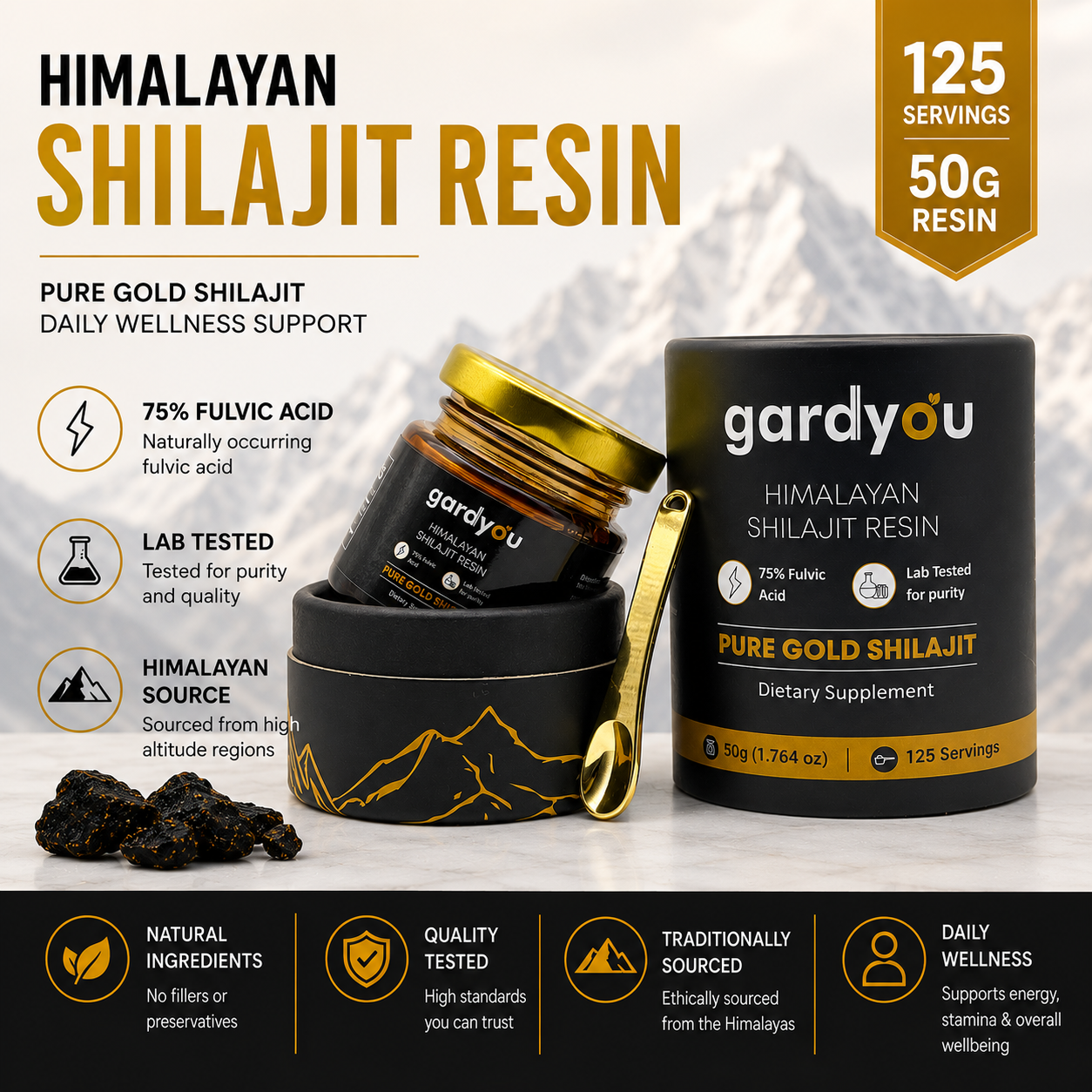 Pure Himaliyan Shilajit Resin by Gardyou High Strength Minerals - Essential, Healthcare