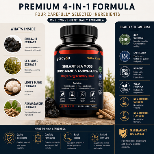 Shilajit, Sea moss, Lion's Mane & Ashwaganda | 60 Capsules | Food Supplement