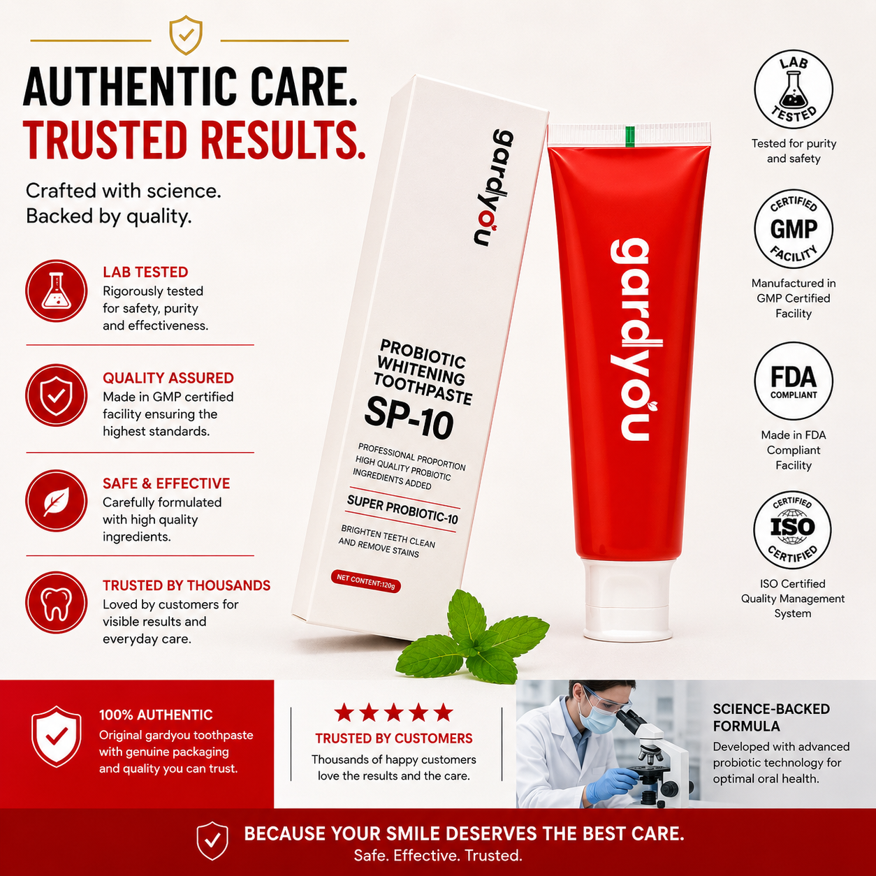 Gardyou SP-10 Super Probiotics Toothpaste No Articial Flavour